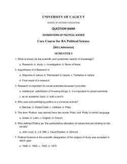 UNIVERSITY OF CALICUT QUESTION BANK Core Course for BA