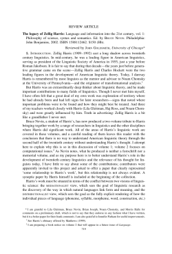 The Legacy of Zellig Harris, vol. 1