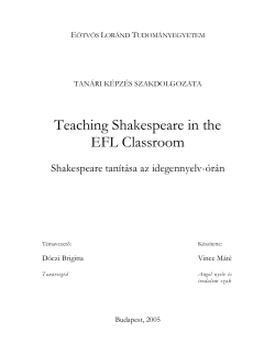 Teaching Shakespeare in the EFL Classroom