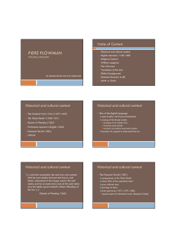 Report on Piers Plowman