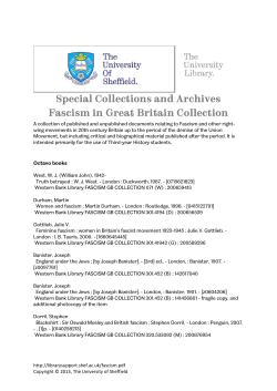 Special Collections and Archives Fascism in Great Britain Collection