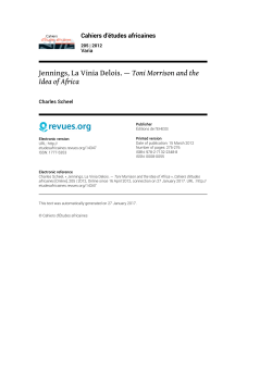 Jennings, La Vinia Delois.—Toni Morrison and the Idea of Africa