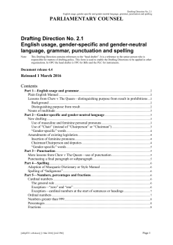 Drafting Direction No. 2.1 English usage, gender˚specific and