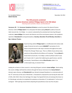 The VSO presents violinist Philippe Quint in his VSO debut
