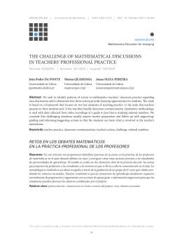 the challenge of mathematical discussions in teachers` professional