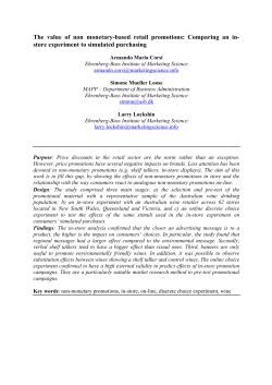 The value of non monetary-based retail promotions