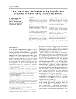 A 4-Year Prospective Study of Eating Disorder NOS - CE