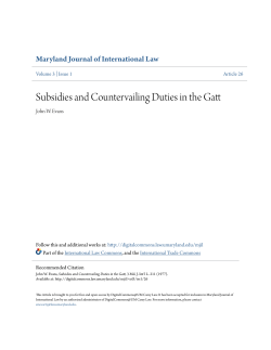 Subsidies and Countervailing Duties in the Gatt