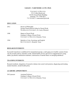 SARAH C. NARENDORF, LCSW, PH.D. 3511 Cullen Boulevard 110