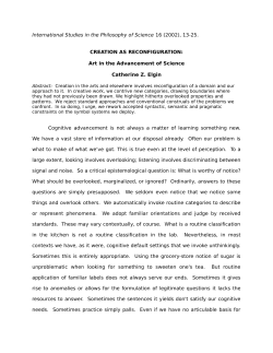 Creation as Reconfiguration - Catherine Z. Elgin