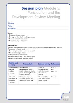 Session plan Module 5: Punctuation and the