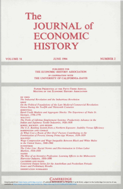 The JOURNAL of ECONOMIC HISTORY