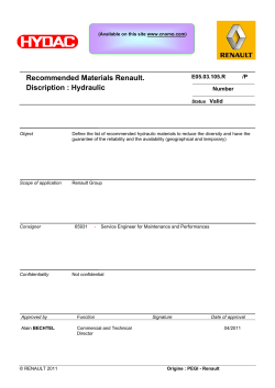 HYDAC Approved Material Renault Hydraulics 2011-03