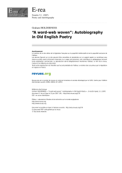 ?A word-web woven?: Autobiography in Old English Poetry