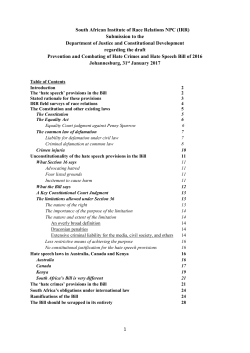 (IRR) Submission to the Department of Justice and Constitutional