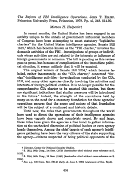 Review of The Reform of FBI Intelligence Operations by John T. Elliff