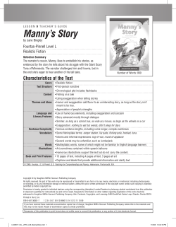 Manny`s Story - Houghton Mifflin Harcourt