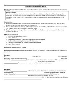 Name: Date: Islamic Achievements Practice Mini-DBQ