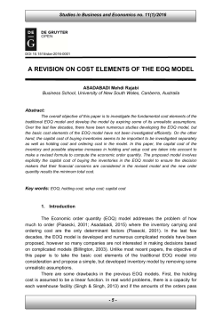 a revision on cost elements of the eoq model