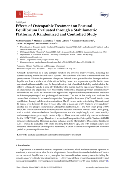 Effects of Osteopathic Treatment on Postural Equilibrium Evaluated