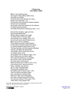 Il Penseroso John Milton (1645) HEnce vain deluding joyes, The