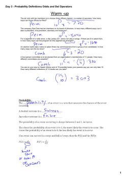 Day 3 - Probability Definitions Odds and Set Operators