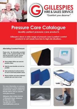 Pressure Care Catalogue1 - Gillespie`s Hire and Sales Service