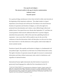 1 Free speech and religion &ndash; The eternal conflict in the age of