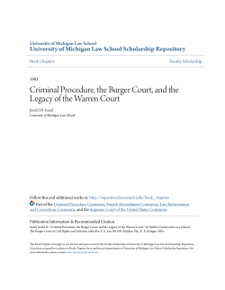 Criminal Procedure, the Burger Court, and the Legacy of the Warren