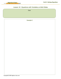 Lesson 10: Equations with Variables on Both Sides