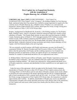 First Capital, Inc. to Expand into Kentucky with the Acquisition of