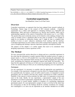 Controlled experiments Overview The Method