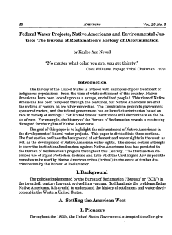 Federal Water Projects, Native Americans and - Environs