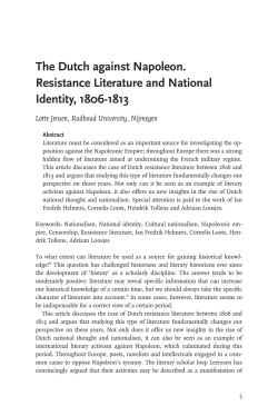 The Dutch against Napoleon. Resistance Literature and National
