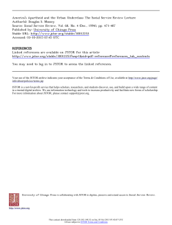 America`s Apartheid and the Urban Underclass