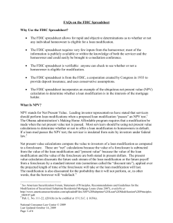 FAQs on the FDIC Spreadsheet Why Use the FDIC Spreadsheet