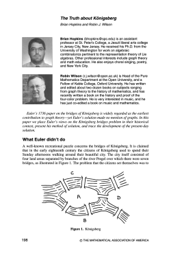 The Truth about K6nigsberg What Euler didn`t do