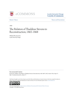 The Relation of Thaddeus Stevens to Reconstruction, 1865-1868