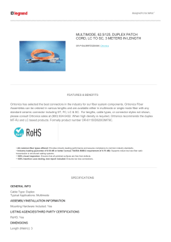 MULTIMODE, 62.5/125, DUPLEX PATCH CORD, LC TO SC, 3