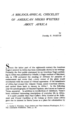 A BIBLIOGRAPHICAL CHECKLIST OF AMERICAN NEGRO