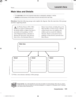 Reader`s and Writer`s Notebook Unit 3 Week 2 Leonardo`s Horse