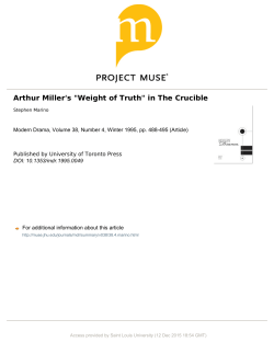 Arthur Miller`s "Weight of Truth" in The Crucible