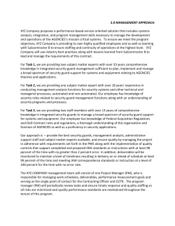 2.0 MANAGEMENT APPROACH XYZ Company proposes a