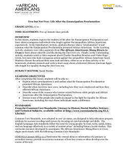 Free but Not Free: Life After the Emancipation