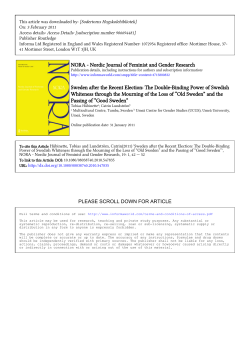 NORA - Nordic Journal of Feminist and Gender