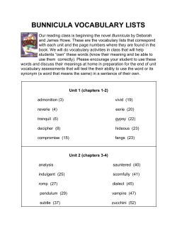 BUNNICULA VOCABULARY LISTS