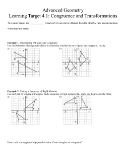 Advanced Geometry Learning Target 4.1: Congruence and