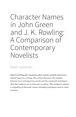 Character Names in John Green and JK Rowling: A