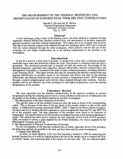 The Measurement of the Thermal Properties and