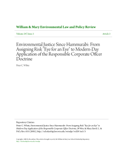 Environmental Justice Since Hammurabi: From Assigning Risk "Eye